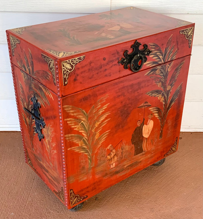 Red Chinoiserie Occasional Trunk