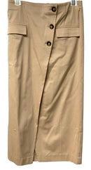 ANN TAYLOR Khaki Asym B/D Front Pocket Midi Skirt