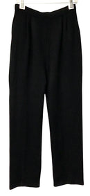 ST JOHN Basics Black Knit Pleated Waist Straight Pants