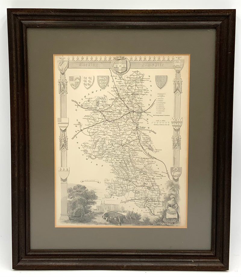 Map of Buckinghamshire England in Wood Frame