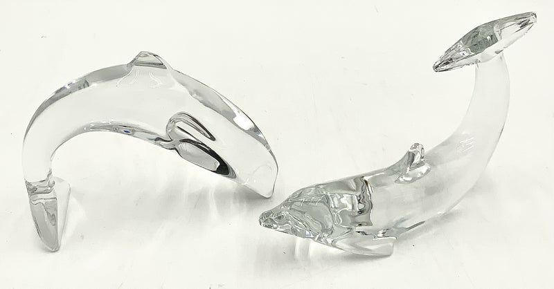 Pair of Baccarat Crystal Dolphins