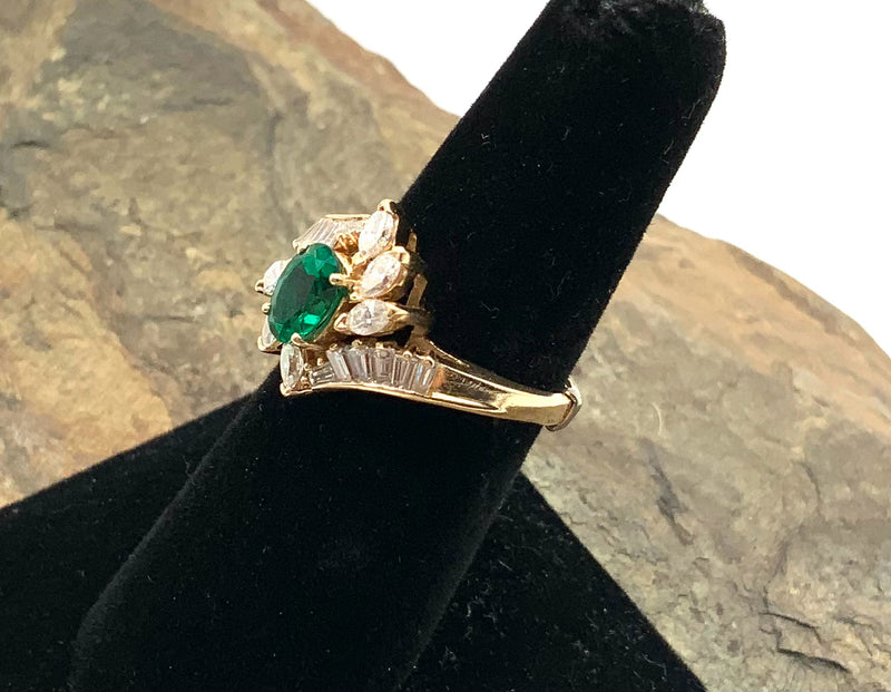 14kt Gold, Diamond & Emerald Ring