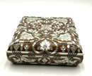 Walnut Box with Mother of Pearl Inlay & Bone Relief