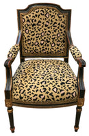 Neoclassic Style Arm Chair with Leopard Upholstery