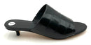 J CREW Black Croc Emboss Lea Kitten Heel Mules 8