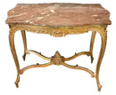 Vintage French Gilt Table With Marble Top