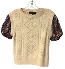 CENTRAL PARK WEST Ivory/Blue/Red Floral Sleeves Sweater Vest