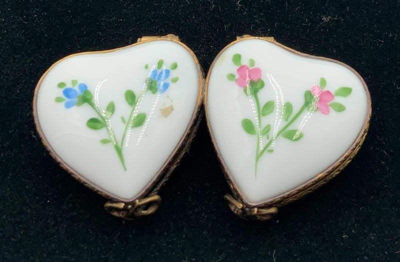 Limoges Two Hearts Porcelain Trinket Box