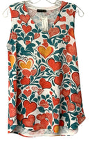 NALLY & MILLIE Red/White/Green Heart Print S/L Top