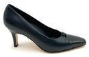 SALVATORE FERRAGAMO Navy Leather Reptile Accent Pointed Toe Pumps 7.5
