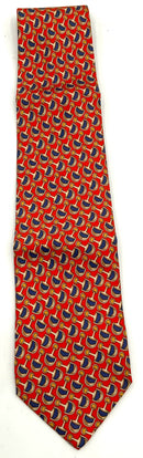 GUCCI Vintage Red Navy Gold Bit Motif Silk Tie