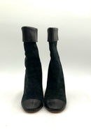 CHLOE Black Suede Leather Cuff Lucite Heel Apache Boots 40