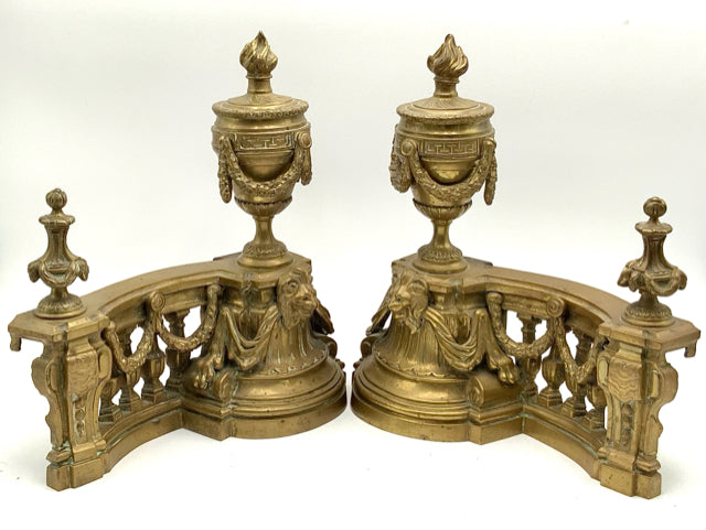 Pair of Antique French Gilt Bronze Firedogs/Chenets