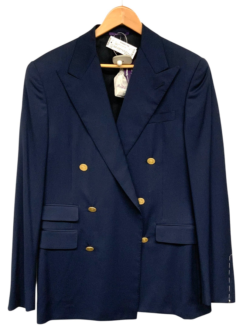 RALPH LAUREN Navy Blue Wool Double Breasted Sportcoat 40L