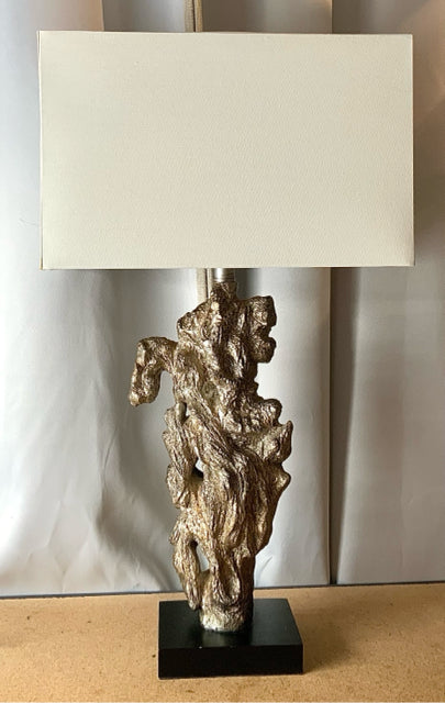 Silver Abstract Table Lamp with Square Shade