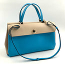 FURLA Cream/Lt Blue Leather Color Block Satchel