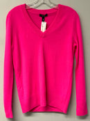 AQUA Hot Pink V-Neck L/S Cashmere Sweater