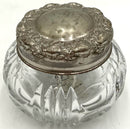 Vintage Heisey Crystal Vanity Jar with Silverplate Lid