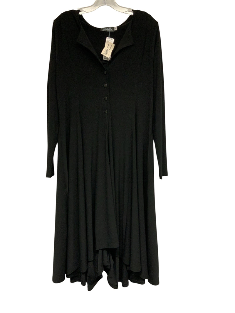 SYMPLI Black "Mystic" Cinch Gathered Hem L/S Shacket/Tunic