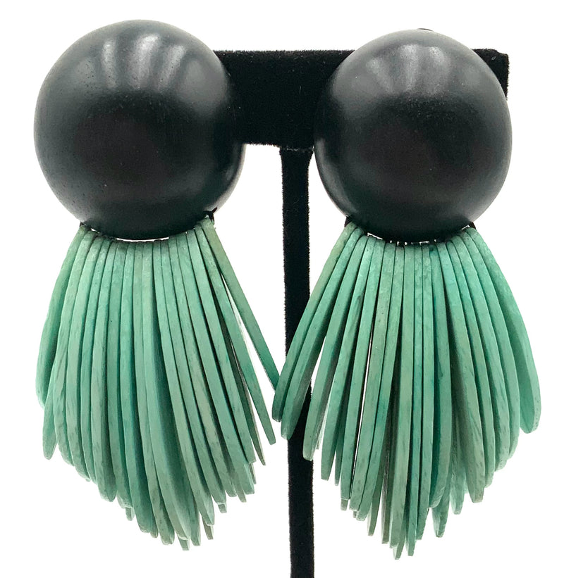 MONIES Ebony & Turquoise Clip-On Earrings