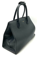 MONCRIEF Black Grained Leather Top Handle Satchel