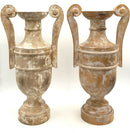 Pair of Bliss Studio Rustic Wood Urns