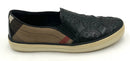 BURBERRY Black Perforated Leather Check Gauden Slip On Sneakers 37.5