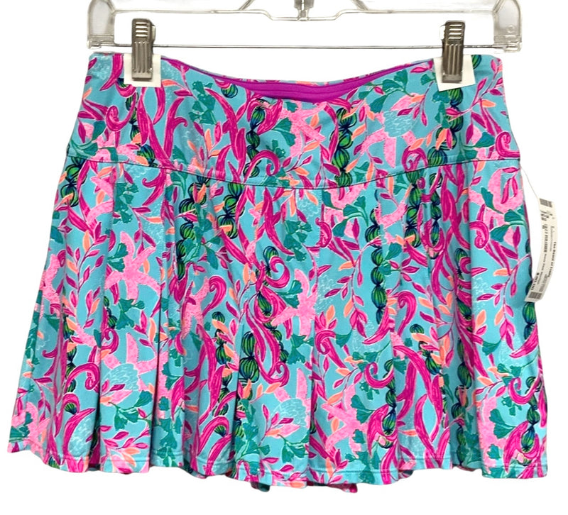 LILLY PULITZER Aqua Pink Starfish Pleated Skort