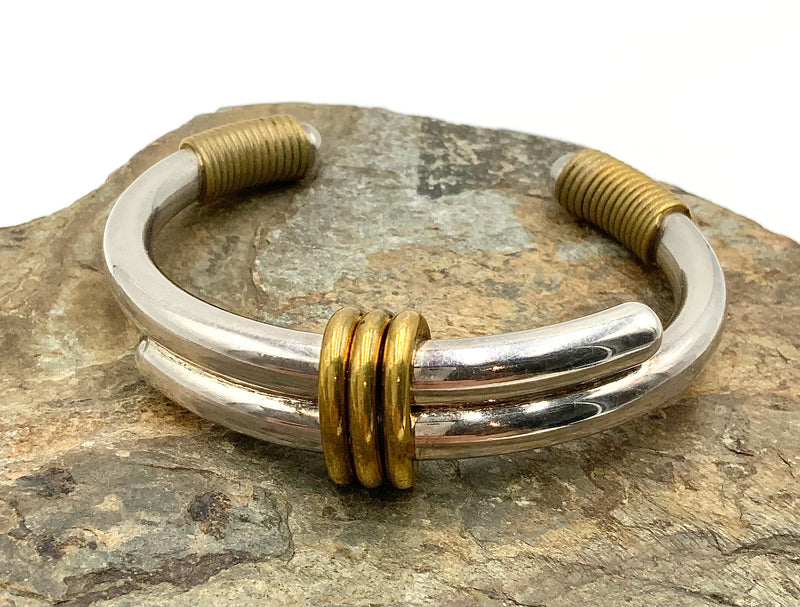 Sterling/Gold Over Sterling Woven Style Bracelet