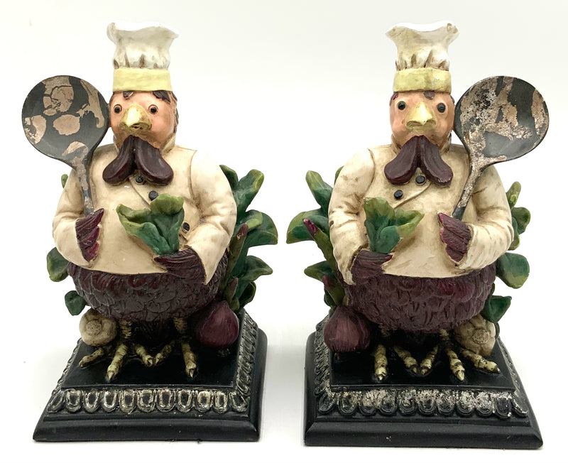 Pair of Resin Bird Chef  Bookends