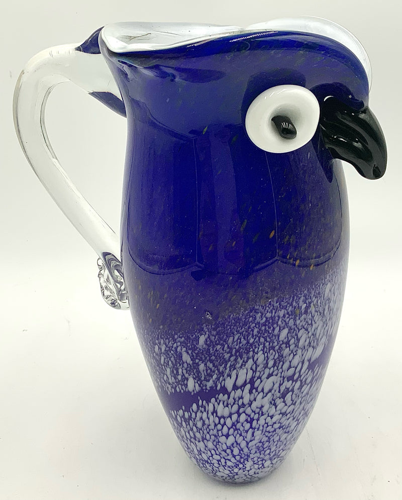 Cobalt Glass Owl Pitcher