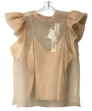 JONATHAN SIMKHAI Sand Sheer Overlay Puff Slv Top