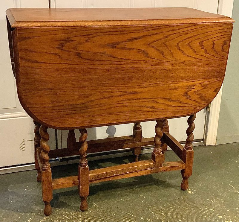 English Oak Barley Twist Gate Leg Table