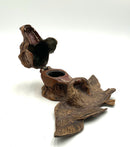 Antique Bronze Hunting Dog Inkwell With Duck