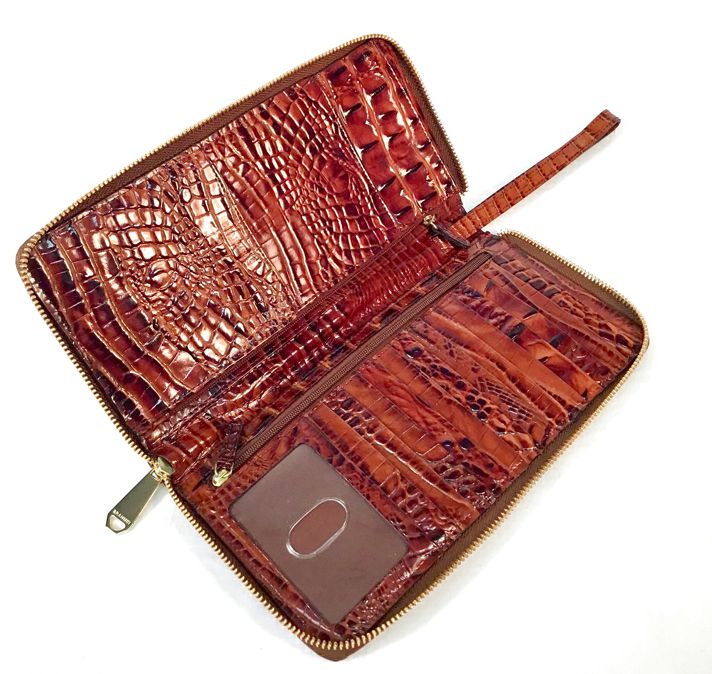 BRAHMIN Pecan Embossed Leather Skyler Travel Wallet