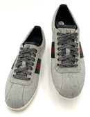GUCCI Silver Glitter Fabric Navy/Red Web Stripe Studded Bambi Sneakers 37