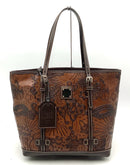 Dooney & Bourke Brown Embossed Leather Disney Sketch Tote Bag AS IS