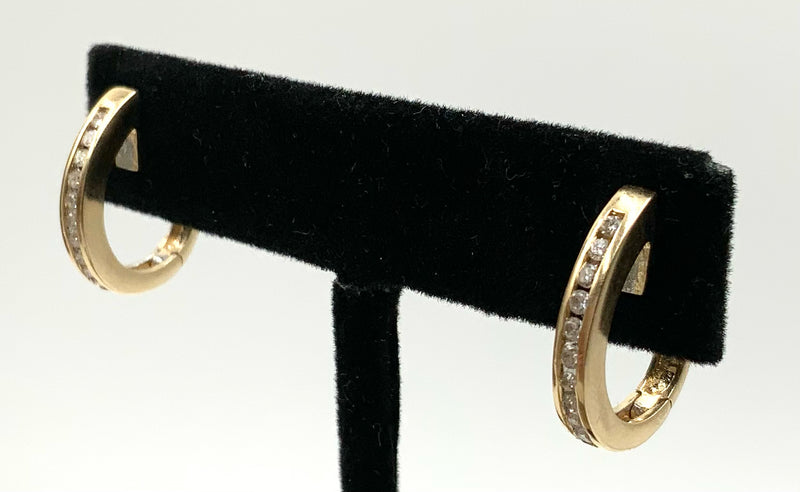 14kt Gold & Diamond Small Hoop Earrings