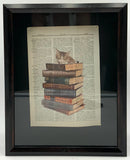 Pair of Cats With Books Shadowbox Frame Art