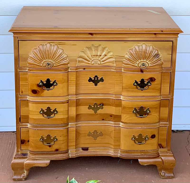 Vintage Pine Chest with Carved Shell Detail