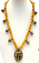 Tribal Beaded Glass & Brass Necklace