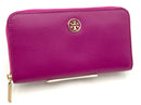TORY BURCH Orchid Crossgrain Leather Zip Around Continental Wallet