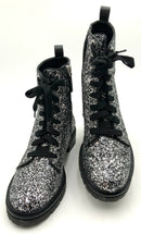 KATE SPADE Black/Silver Glitter "Jemma" Combat Boots 8.5