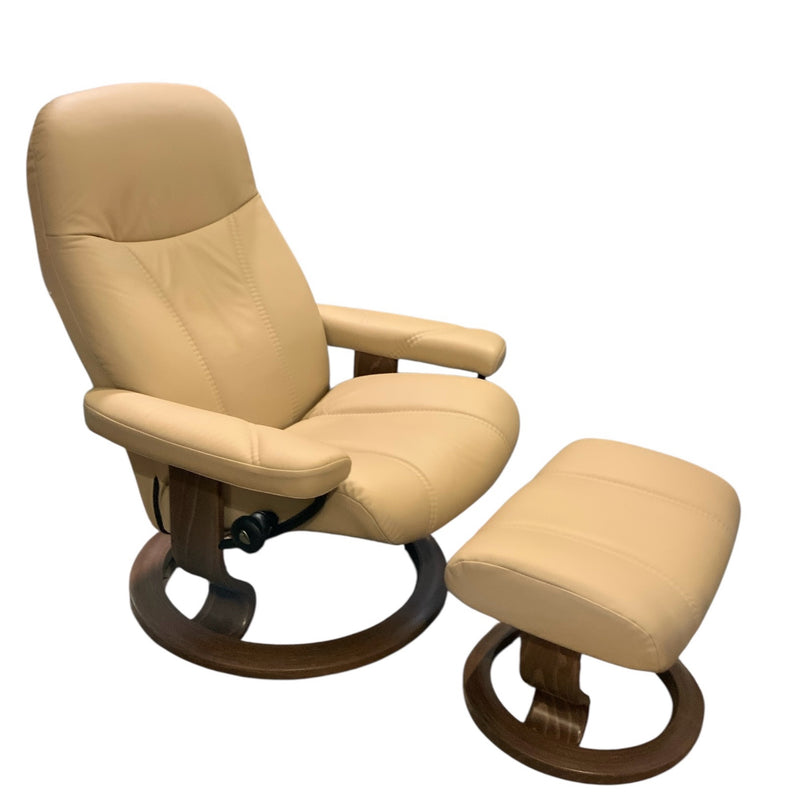 Stressless Leather Recliner and Ottoman
