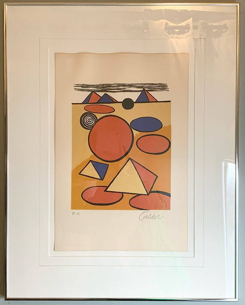 Alexander Calder Signed Pyramids & Circles Lithograph