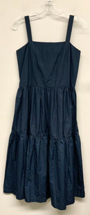 ANN MASHBURN Navy Cotton Tiered S/L Midi Dress
