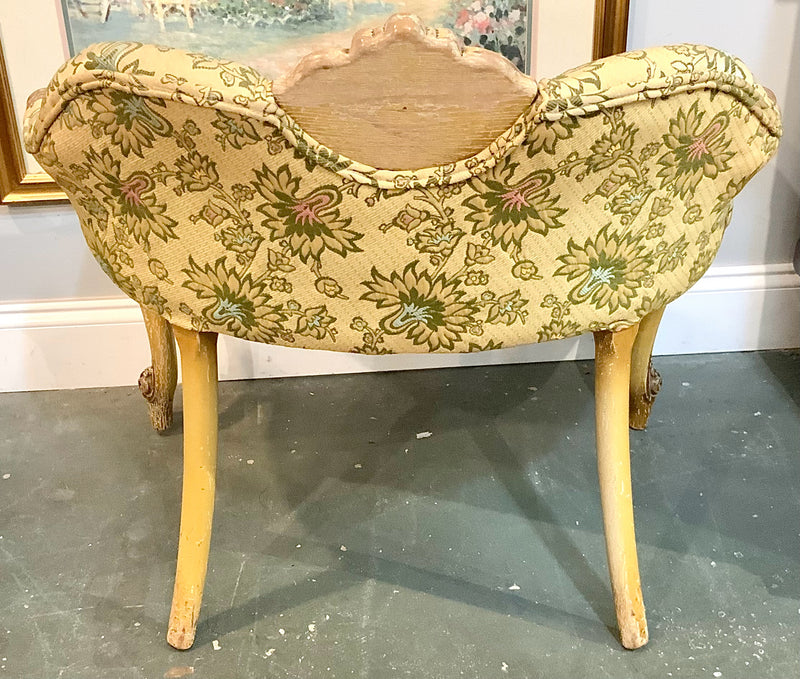 Vintage French Style Upholstered Boudoir Bench