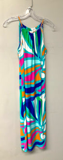 JUDE CONNALLY Turq/Pink/Orange/Multi Abstract Spaghetti Strap Dress