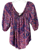 BA&SH Lavender/Blue/Green Paisley Off-Shldr "Fenji" Top