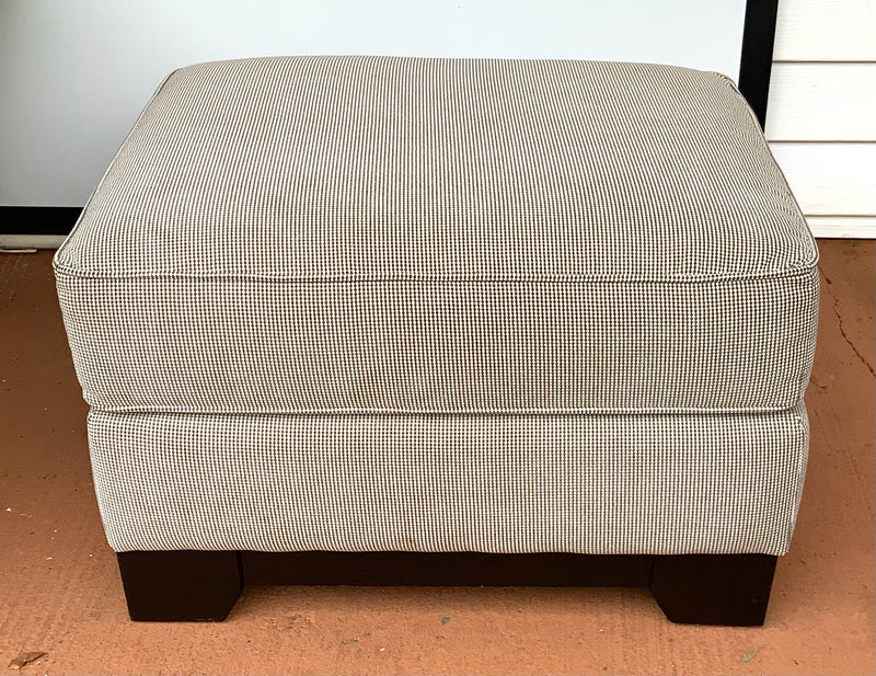 Neutral Ottoman with Woven Upholstery